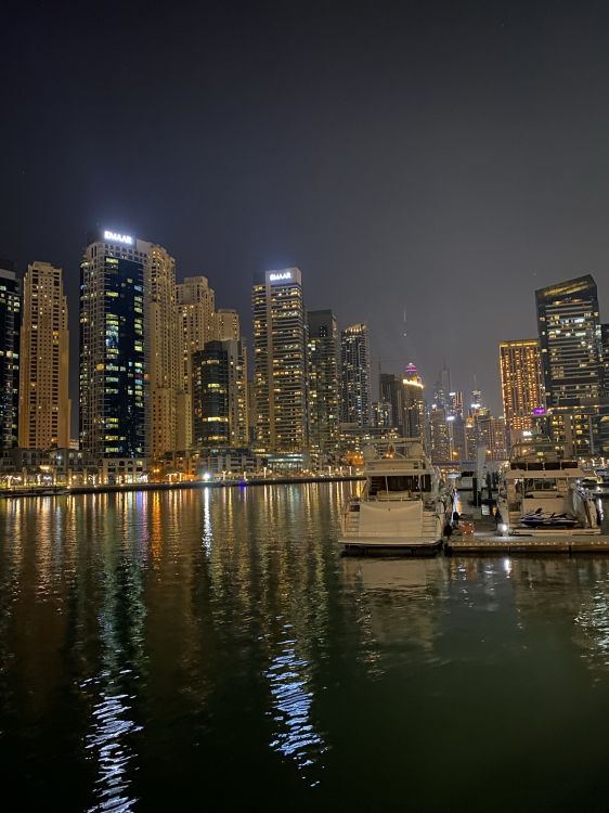 dubai, Dubai Marina, cityscape, water, night