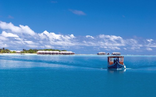 Image brown boat on sea under blue sky during daytime