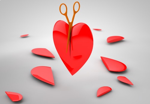 Image red heart shaped paper cut out