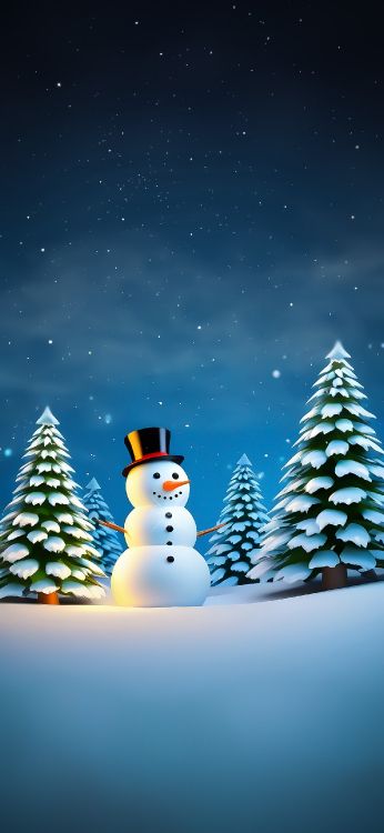 Schneemann, Schnee, Licht, Weihnachtsbaum, Branch. Wallpaper in 1290x2796 Resolution