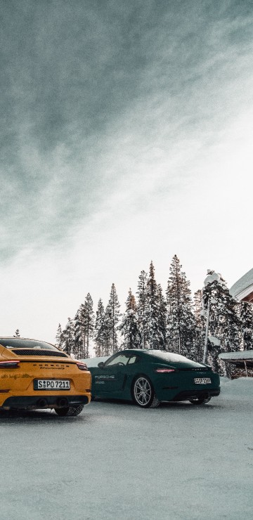 Image black and yellow cars on road