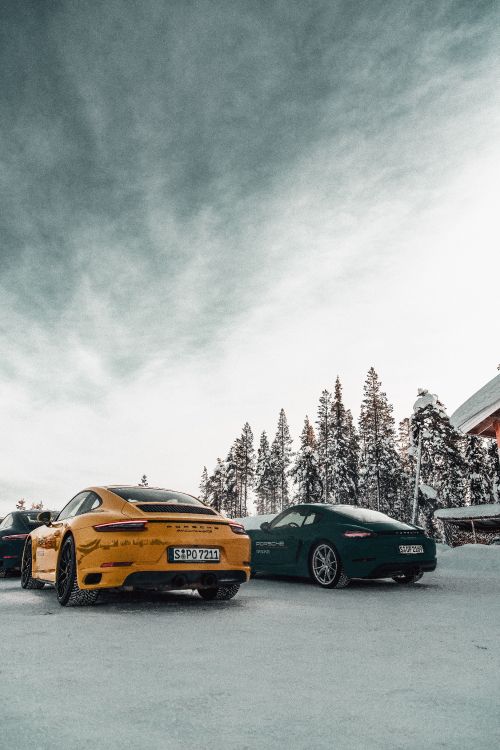 black and yellow cars on road