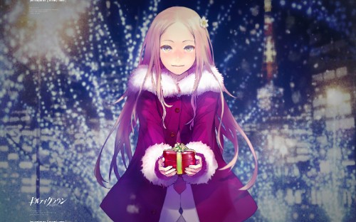 Image blonde haired girl in purple dress anime character