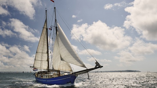 Image white and blue sail boat on sea during daytime