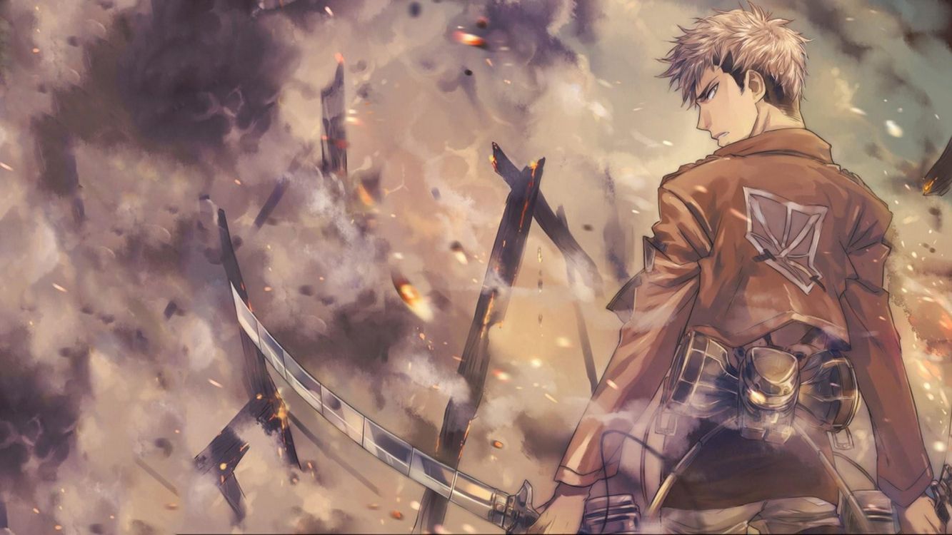 Homme en Manteau Marron Tenant un Personnage D'anime Épée. Wallpaper in 2048x1152 Resolution