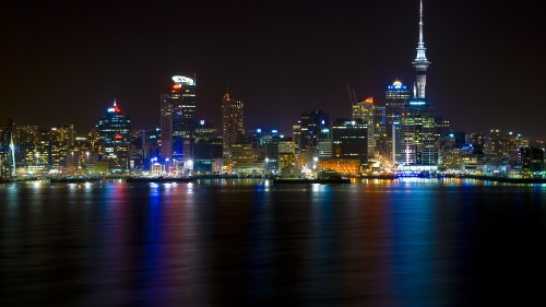 Image city skyline during night time