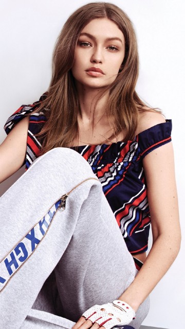 Image gigi hadid, tommy hilfiger, model, leg, neck