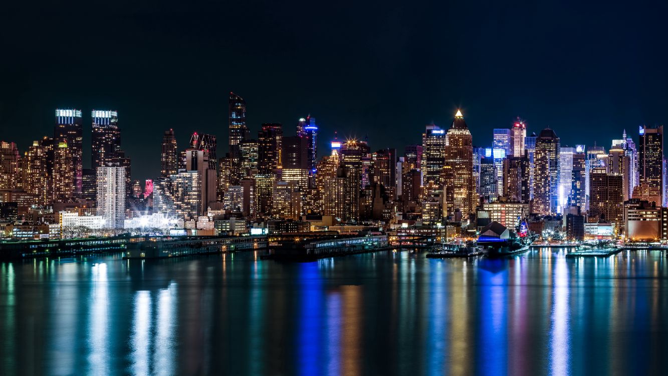 Skyline Der Stadt Bei Nacht Night. Wallpaper in 6000x3375 Resolution