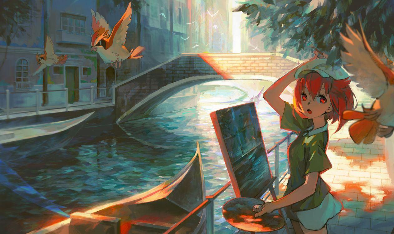 Femme en Robe Verte et Blanche Équitation Bateau Personnage Anime. Wallpaper in 3200x1900 Resolution