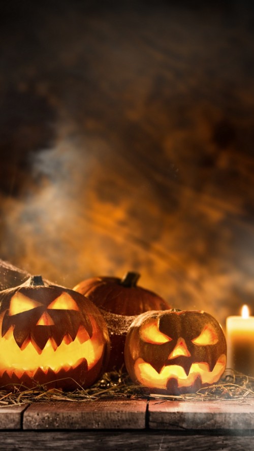 Image Pumpkin, jack o lantern, flame, light, sky