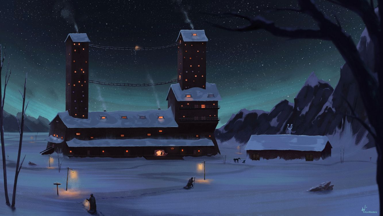 Neige, Art, Dessin, Atmosphère, Pente. Wallpaper in 3840x2160 Resolution