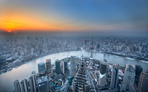 Image aerial view of city buildings during daytime