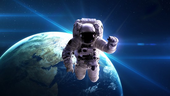 Image man in white and black suit in blue water
