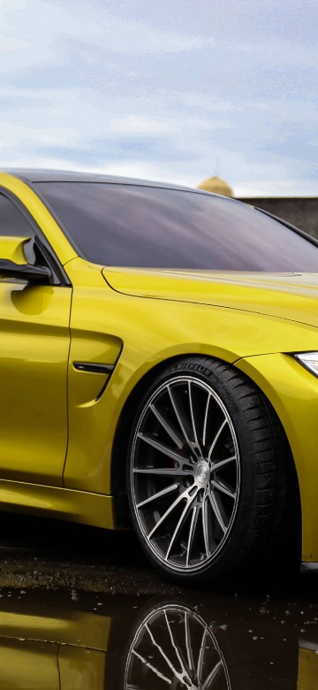 Image yellow mercedes benz coupe on road during daytime