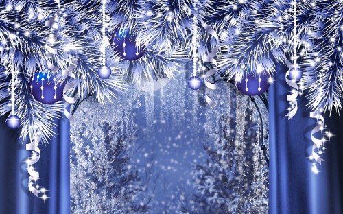 Image new year, Christmas Day, blue, tree, branch