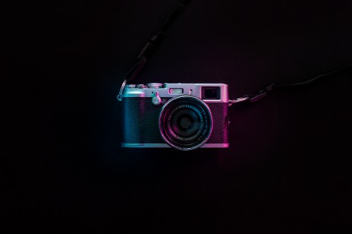 Image red and silver point and shoot camera