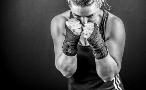 Image grayscale photo of woman in tank top