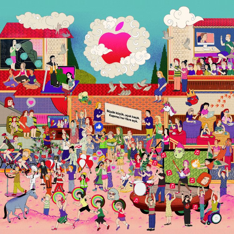 苹果, 粉红色, 艺术, 卡通, 红色的 壁纸 4000x4000 允许