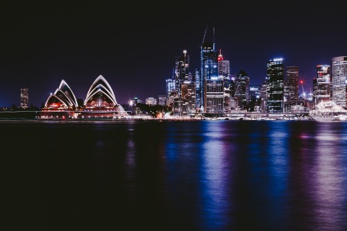 Image sydney opera house in australia during night time