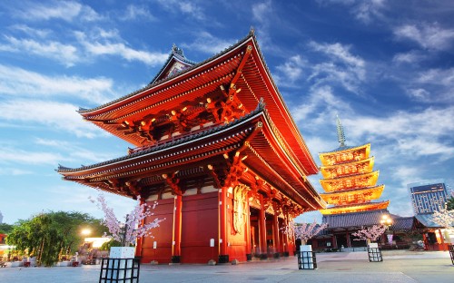 Image brown and white temple under cloudy sky during daytime