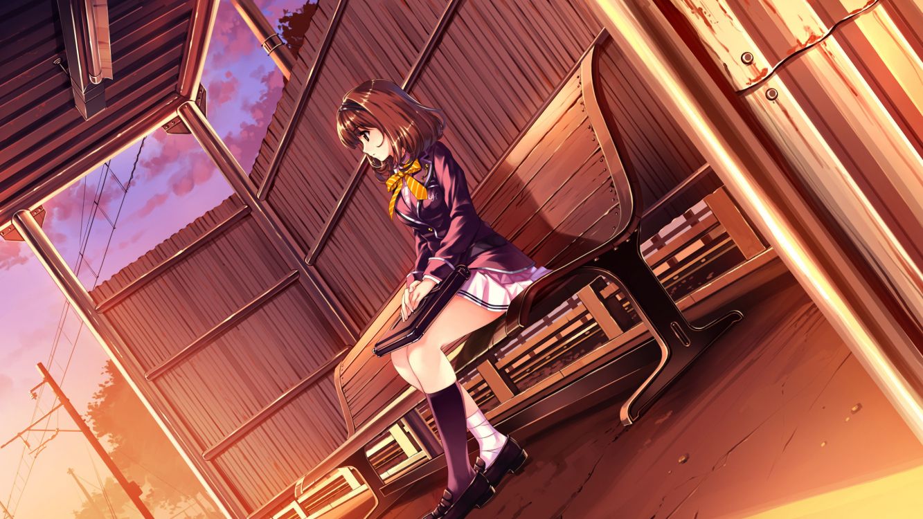 Frau in Schwarz-weißer Schuluniform Anime-Figur. Wallpaper in 2560x1440 Resolution