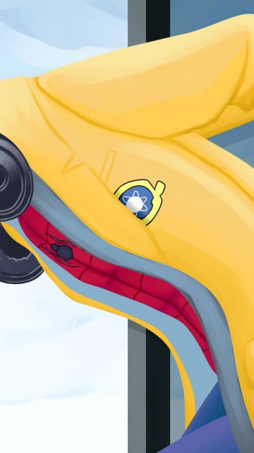 Image yellow and blue bird cartoon character