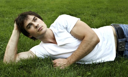 Image ian somerhalder, the vampire diaries, damon salvatore, grass, lawn