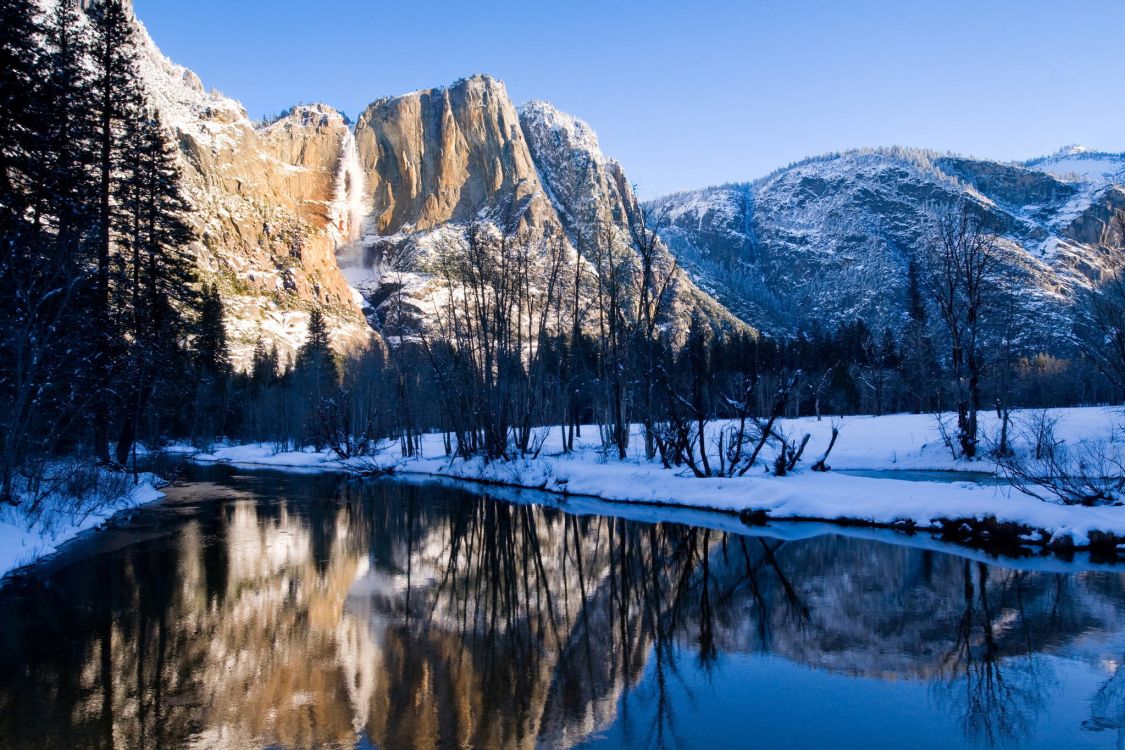 snow covered mountain and trees during daytime