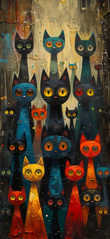 Image cat, visual arts, art, blue, green