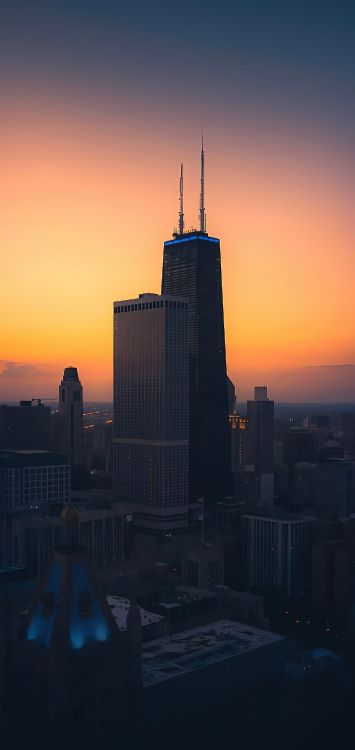 Chicago, Wolkenkratzer, Nissan Skyline Gt-r, Gebäude, Atmosphäre. Wallpaper in 1421x3000 Resolution