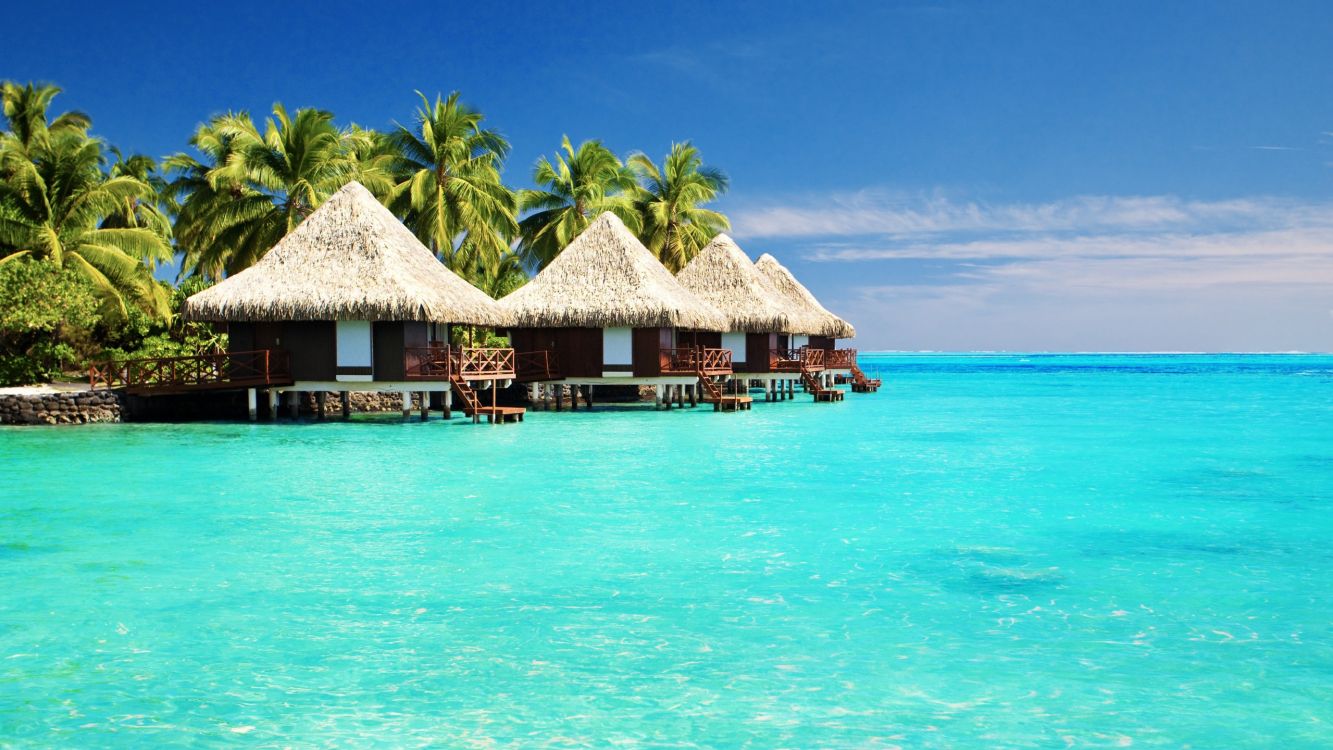 brown wooden beach house on blue sea under blue sky during daytime