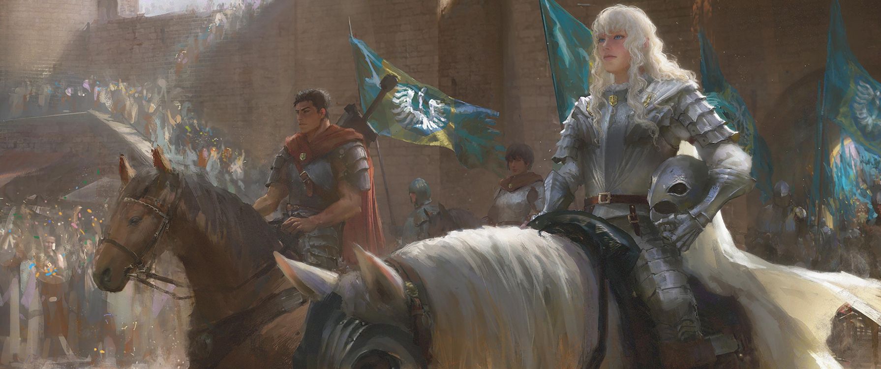 Berserk Guts y Griffith Fanart, Griffith, Intestino, Enloquecido, Fan Art. Wallpaper in 3440x1440 Resolution