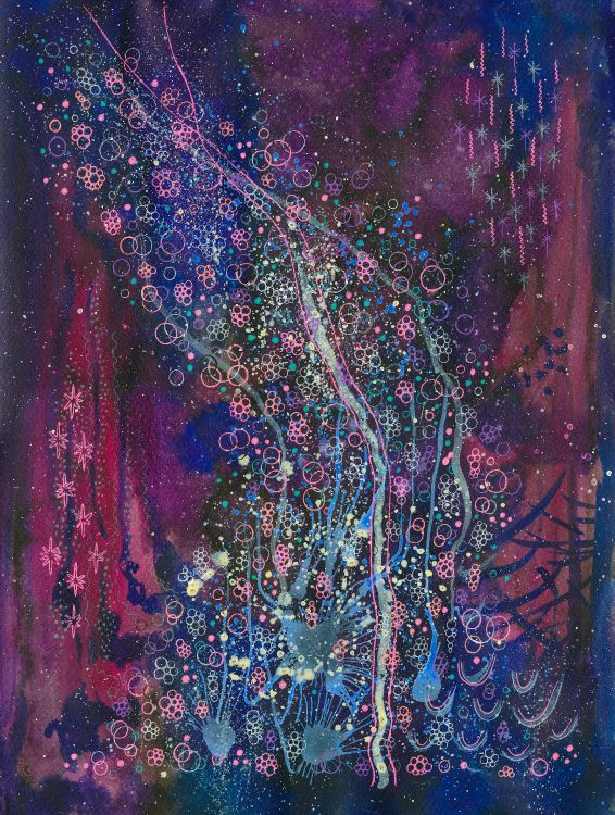 水彩画, 丙烯酸涂料, 紫色的, 现代艺术, 紫罗兰色 壁纸 4625x6123 允许