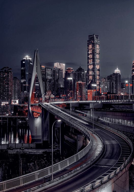 Hieroglyphe, Brücke, Wolkenkratzer, Gebäude, Tower. Wallpaper in 6336x9021 Resolution