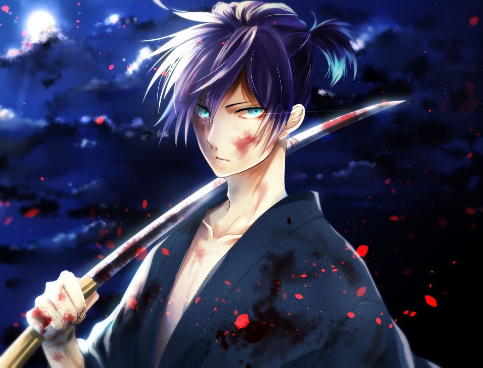 Personnage D'anime Masculin Aux Cheveux Violets. Wallpaper in 2829x2150 Resolution