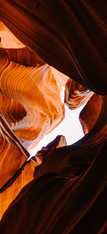 Luz, Antelope Canyon, Morena, Madera, Naranja. Wallpaper in 1080x2340 Resolution