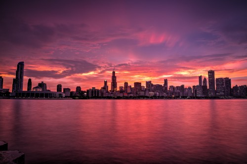 Image city skyline during night time