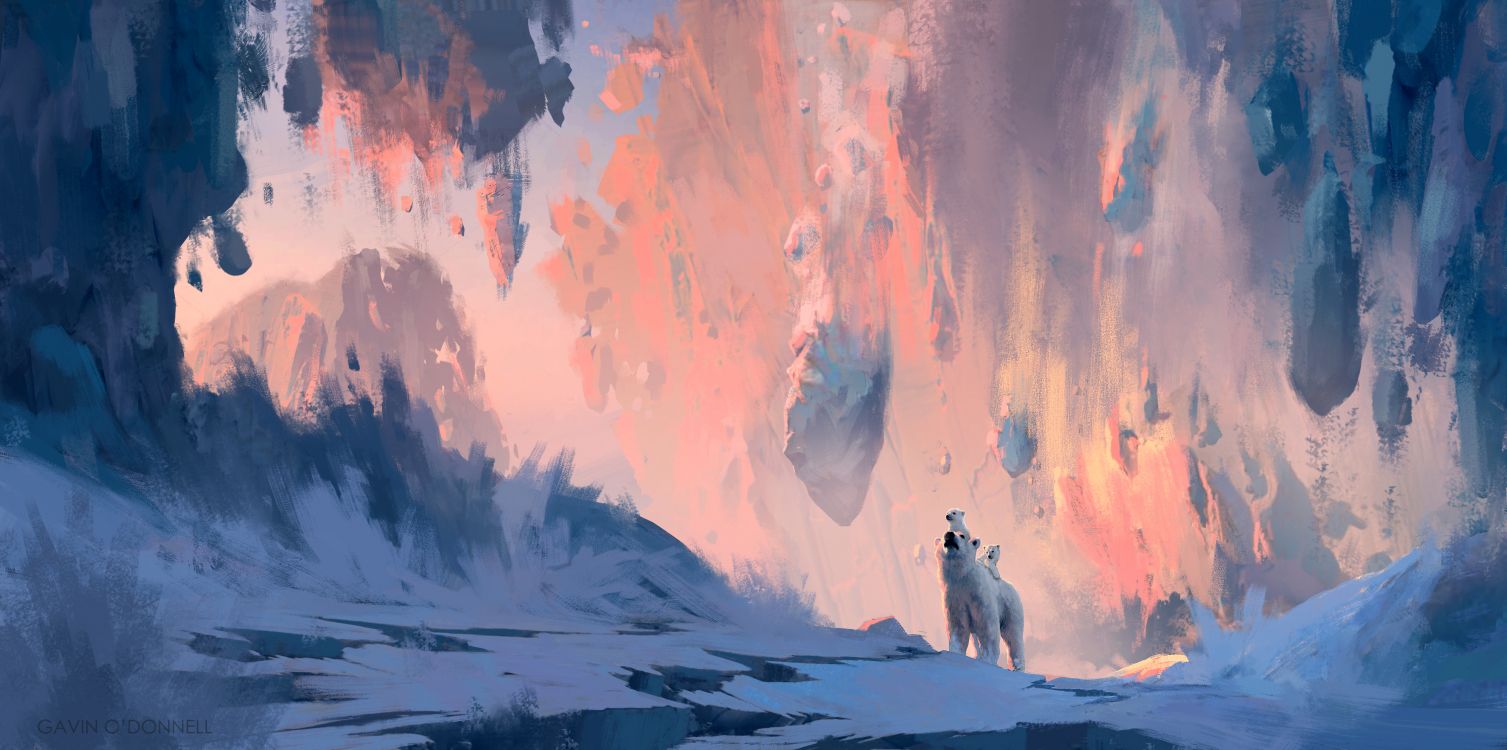 Weißer Hund Auf Schneebedecktem Boden. Wallpaper in 4000x1990 Resolution