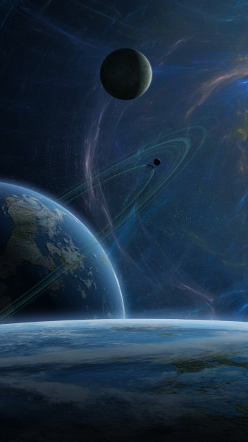 Image blue and white planet illustration