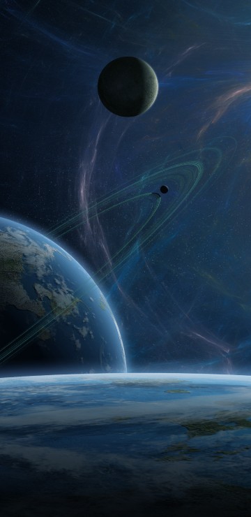 Image blue and white planet illustration