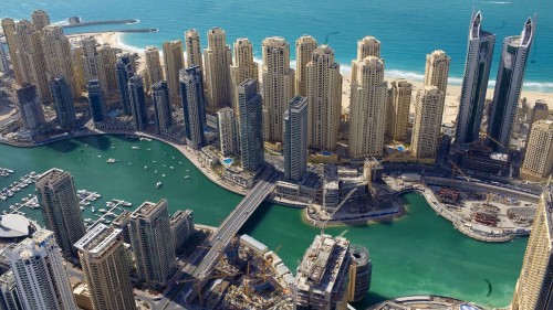 Image aerial view of city buildings during daytime