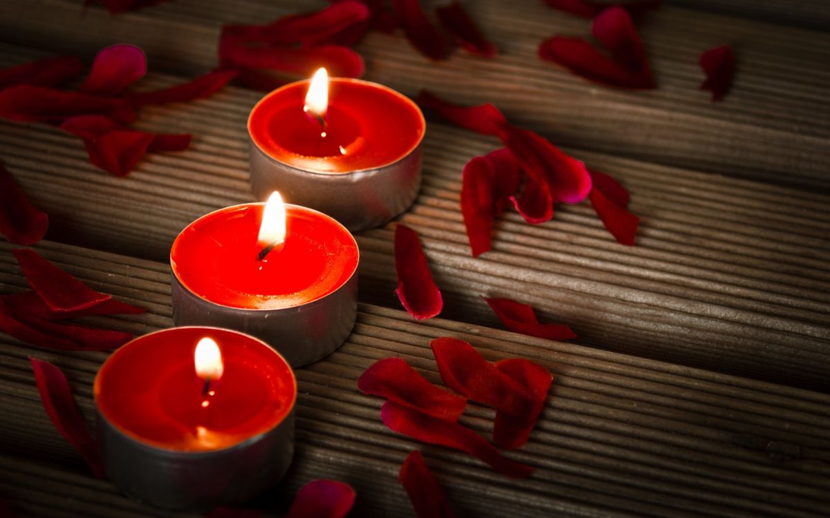 candle, lighting, petal, heart, valentines day