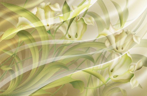 Image green and white floral textile