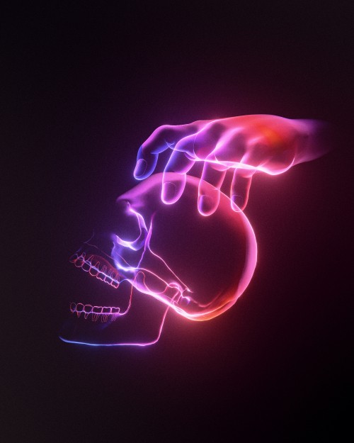 Image light, night, pink, neon, bone
