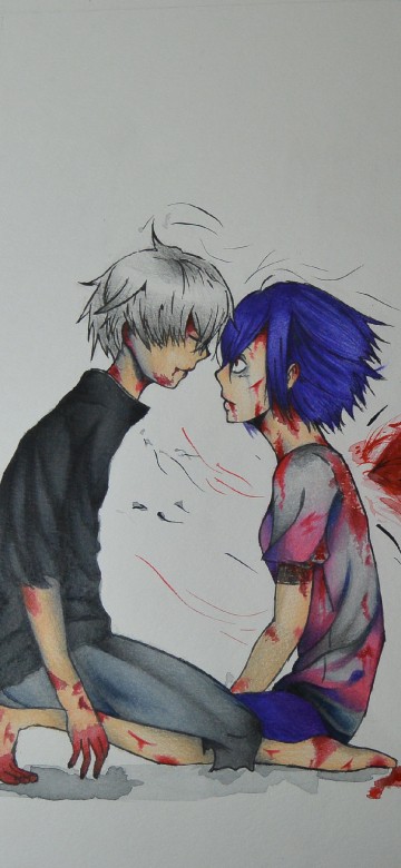Image blue haired male anime character