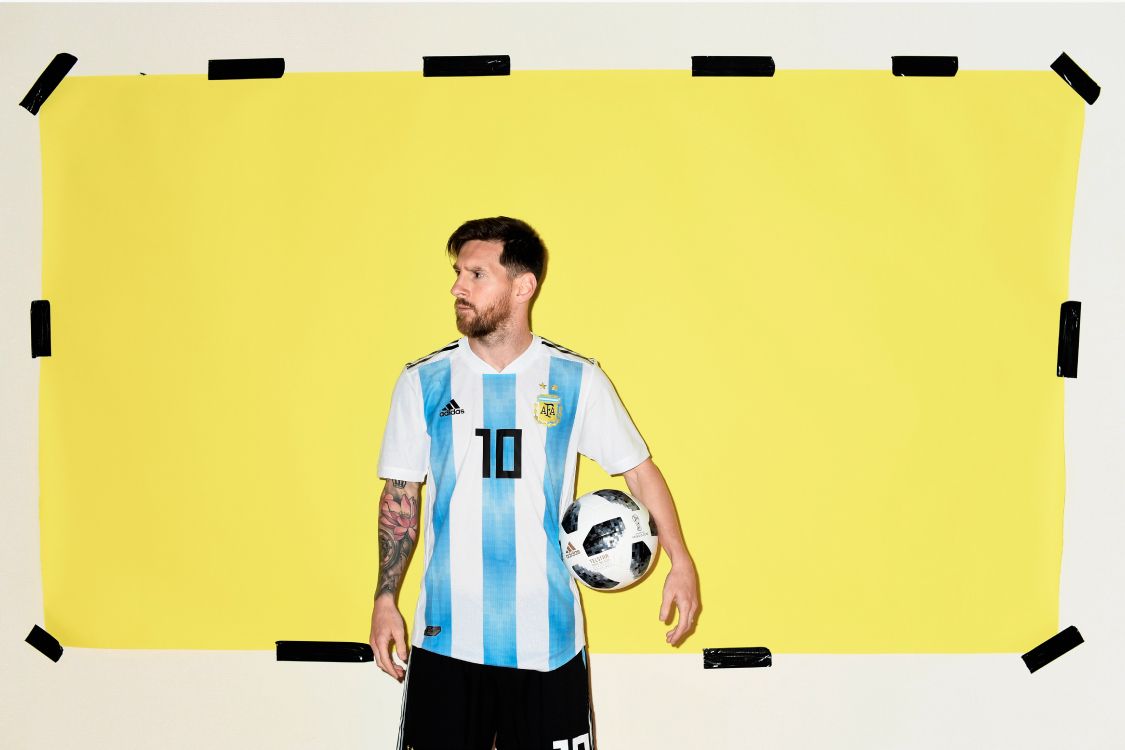 梅西, 巴塞罗那足球俱乐部, 2018年世界杯, 黄色的, 艺术 壁纸 5543x3695 允许