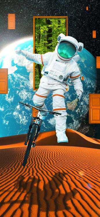 Astronaut, Raumanzug, Licht, Gr, Blau. Wallpaper in 1080x2340 Resolution