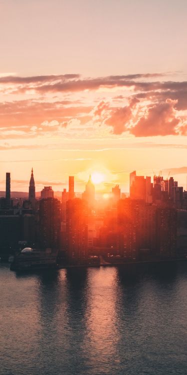 WNYC 发射机公园, 剪影, 气氛, 水资源, 余辉 壁纸 1670x3341 允许