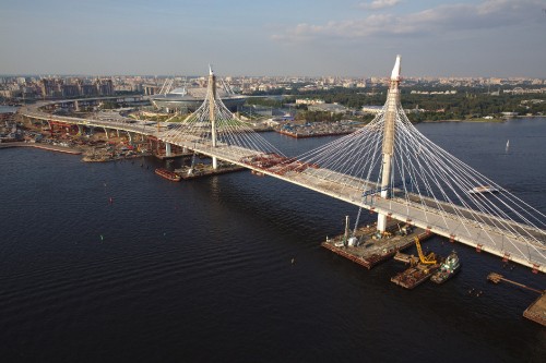 Image white bridge over body of water during daytime