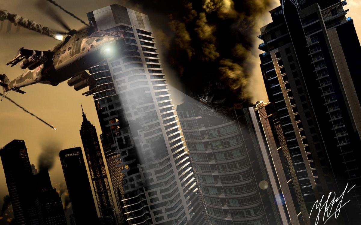 Hélicoptère Militaire, Gratte-ciel, Architecture, Zone Urbaine, Tour de Bloc. Wallpaper in 2880x1800 Resolution